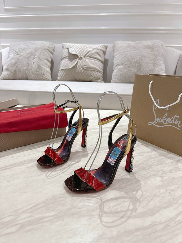 CL 25 Marvel Sandals Black Red Gloss Calfskin 307527