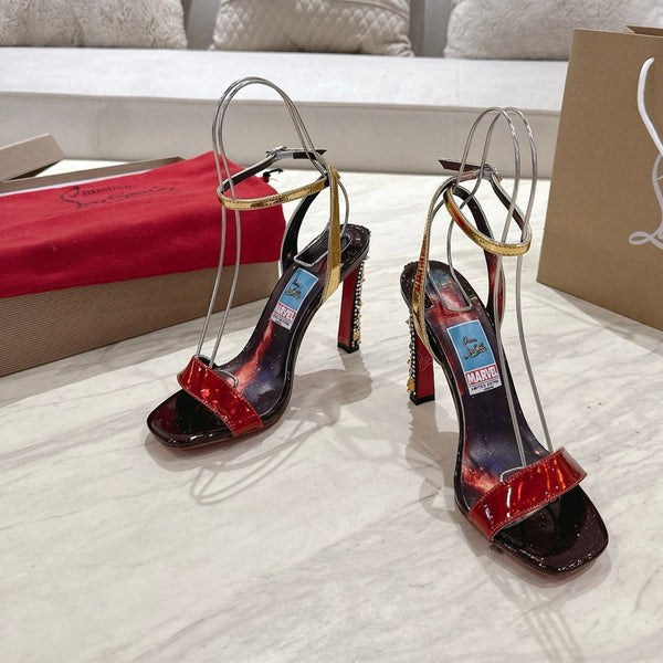 CL 25 Marvel Sandals Black Red Gloss Calfskin 307527