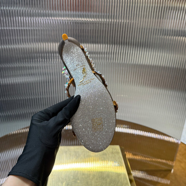 RC 25C Butterfly Flower Sandals Brown Sheepskin Rhinestones 310660