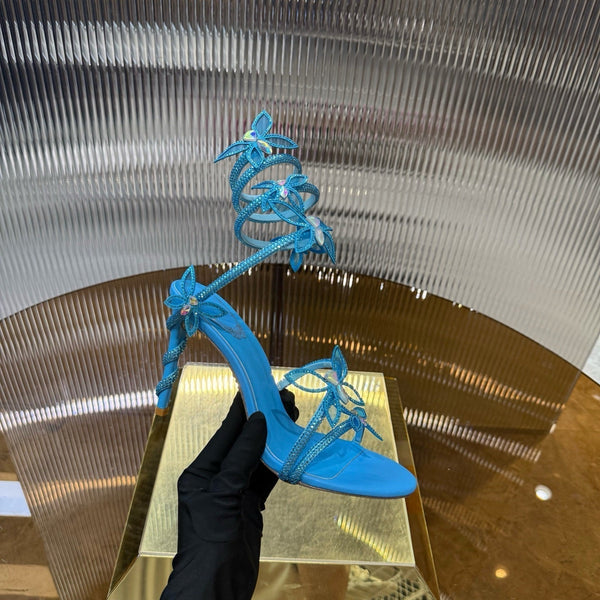 RC 25C Butterfly Sandals Blue Silk Swarovski Crystal Diamond 339486