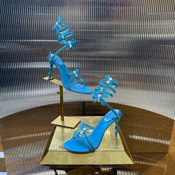 RC 25C Butterfly Sandals Blue Silk Swarovski Crystal Diamond 339486