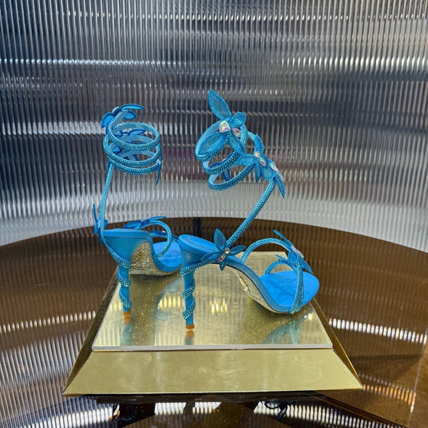 RC 25C Butterfly Sandals Blue Silk Swarovski Crystal Diamond 339486