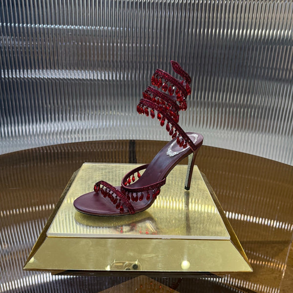 RC 25C Crystal Diamond Sandals Red Sheepskin 339493