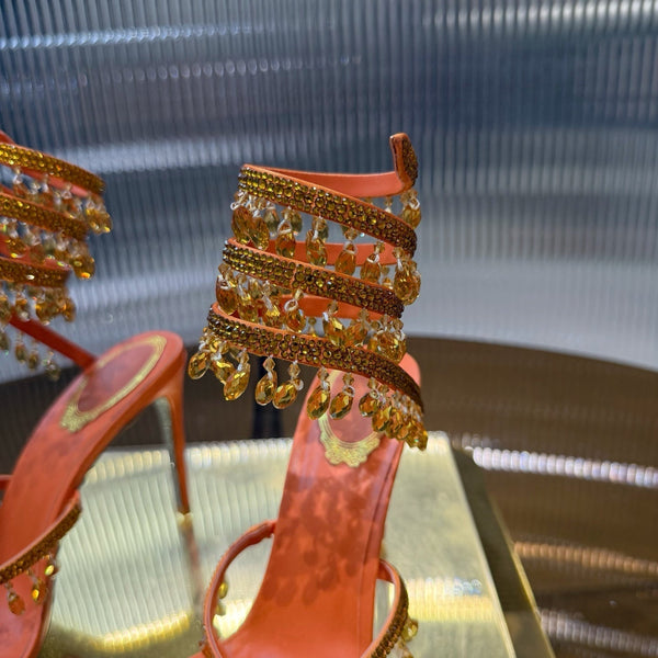 RC 25C Crystal Diamond Sandals Orange Sheepskin 339494