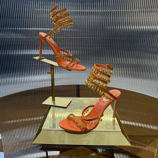 RC 25C Crystal Diamond Sandals Orange Sheepskin 339494