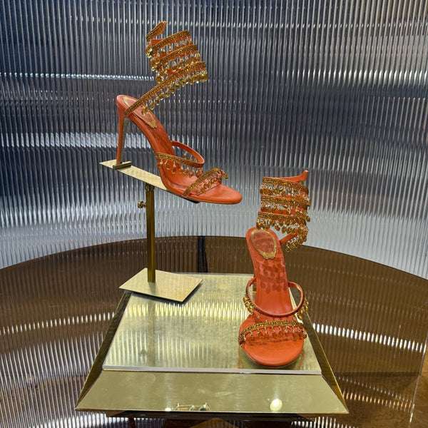 RC 25C Crystal Diamond Sandals Orange Sheepskin 339494