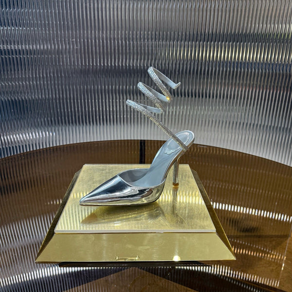 RC 25C Single Sandals Silver Glossy Sheepskin Rhinestone 339495