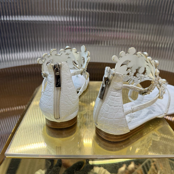 RC 25C Thong Diamond Sandals Pearl White Sheepskin Rhinestone 339504