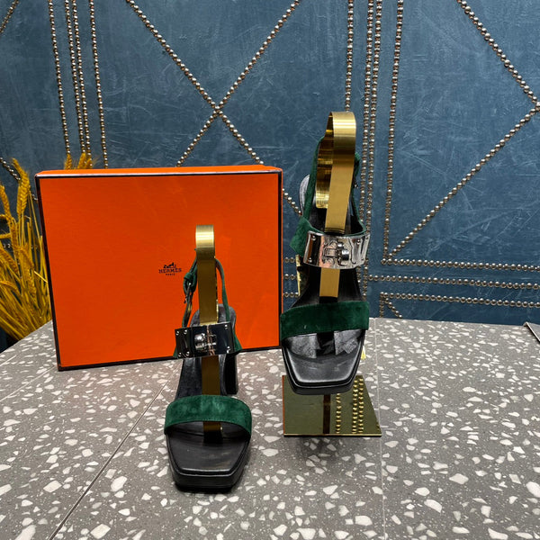 ILONA SANDAL 95 DARK GREEN SUEDE