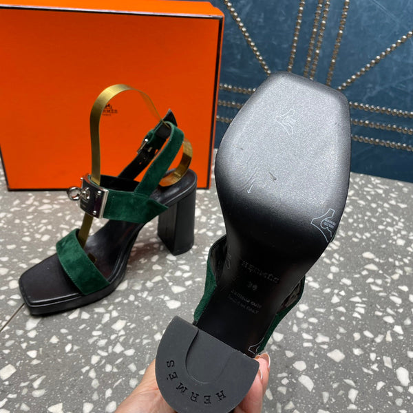 ILONA SANDAL 95 DARK GREEN SUEDE