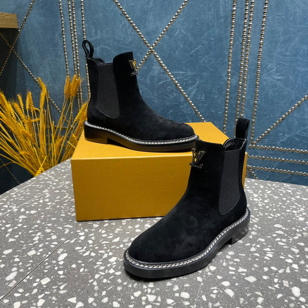 Stivaletti LV Beaubourg in pelle scamosciata nera