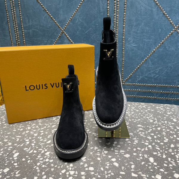 Stivaletti LV Beaubourg in pelle scamosciata nera