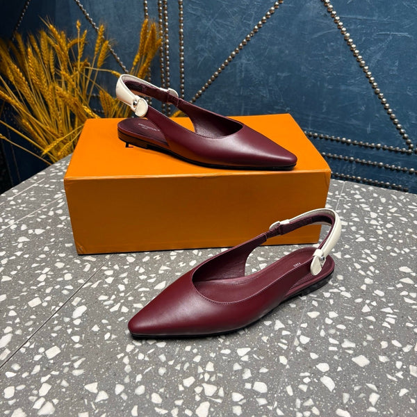 HM Slingback Flats Red Cowhide 350959