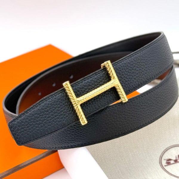 HM 32mm Gold Hisseo belt & Reversible Black leather 186448