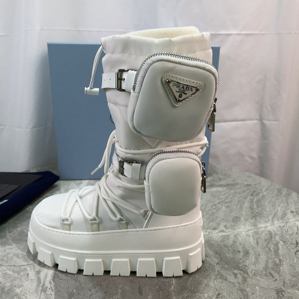 PRA Moon Boots White With Pouch Recycled Nylon & Cowhide 454734