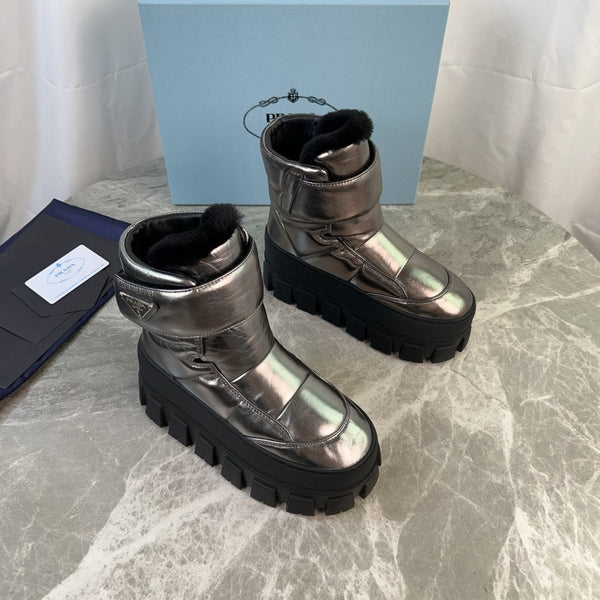 PRA 25s Boots Sliver Black With Fur Soft Cowhide 454750