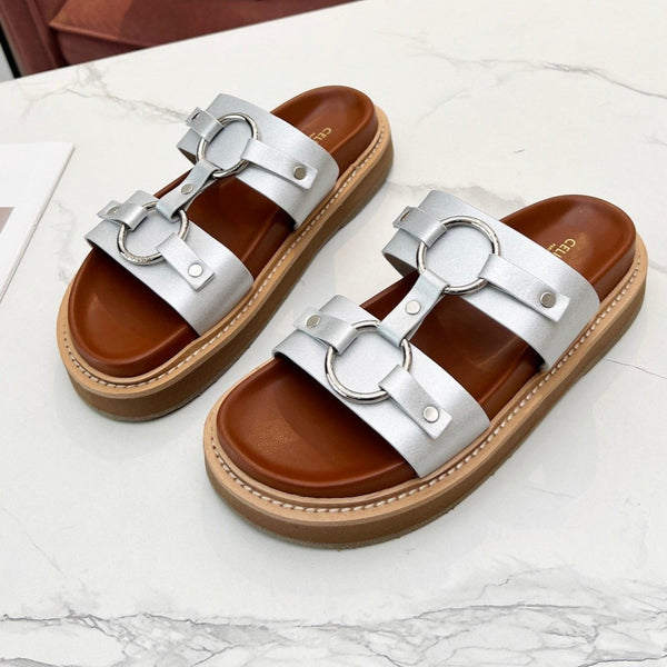 SANDALO TIPPI IN VITELLO ARGENTO