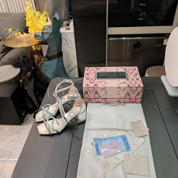 Jimmy 25 Sandal Heels Silver Cowhide 240089