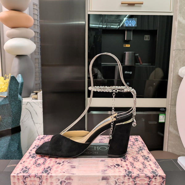 Jimmy 25 Saeda 85mm Sandals Black Suede 240083