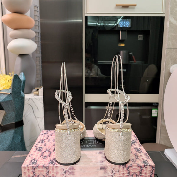 Jimmy 25 Saeda 85mm Sandals Beige Cream Sheepskin 240084