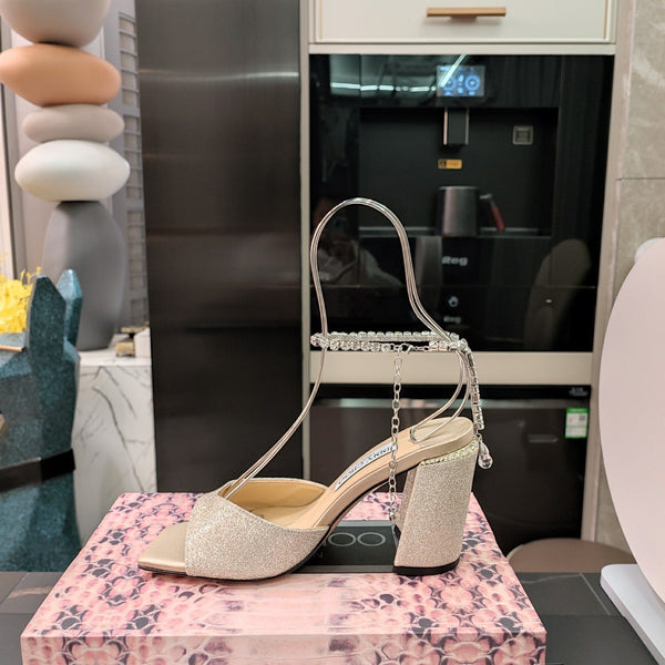 Jimmy 25 Saeda 85mm Sandals Beige Cream Sheepskin 240084