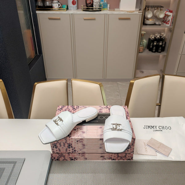 Jimmy 25 Slippers White Nappa Leather 240102