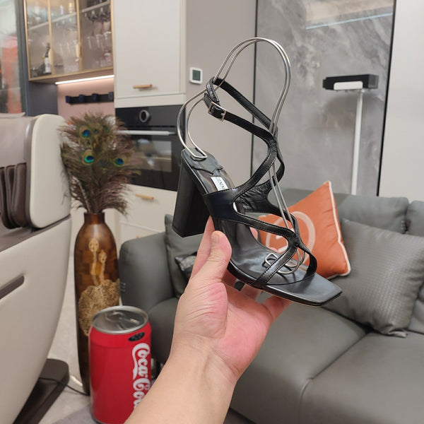 Jimmy 25 Azie Colorblock Sandal 11CM Black Calfskin 240109