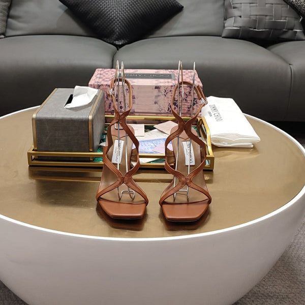 Jimmy 25 Azie Colorblock Sandal 11CM Brown Calfskin 240110