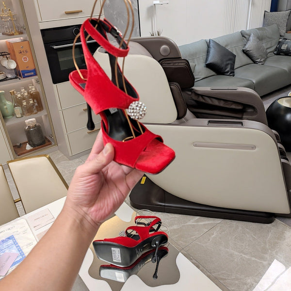 Jimmy 25 Orb 100 Sandal Ruby Red Velvet 240020