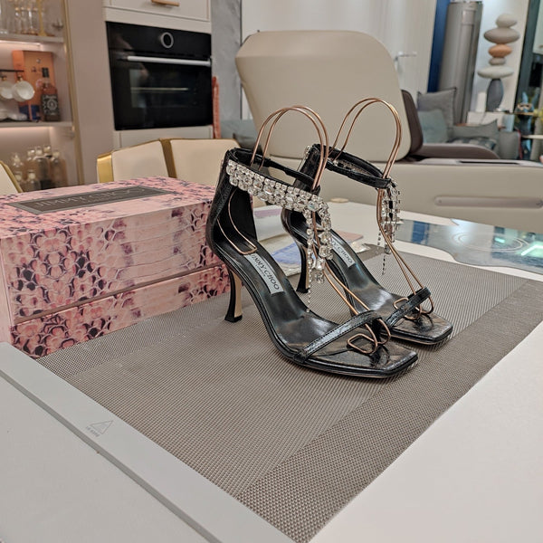 Jimmy 25 Verity Sandal 70 Black Cracked Cowhide 240031