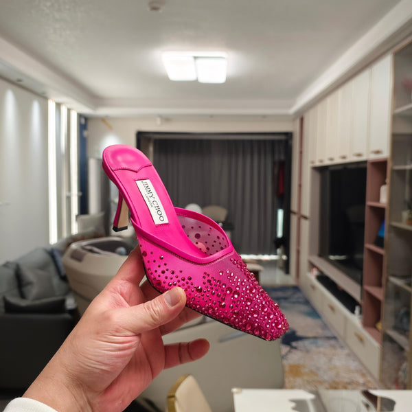 Jimmy 25 Vivi 100 Mule Deep Pink Mesh Gauze 240054