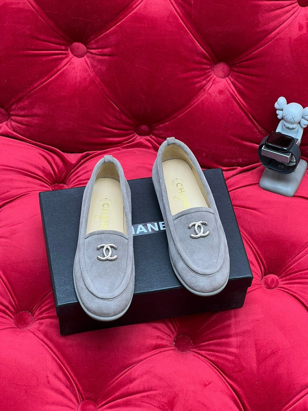 CC Moccasins Grey Suede And Lambskin