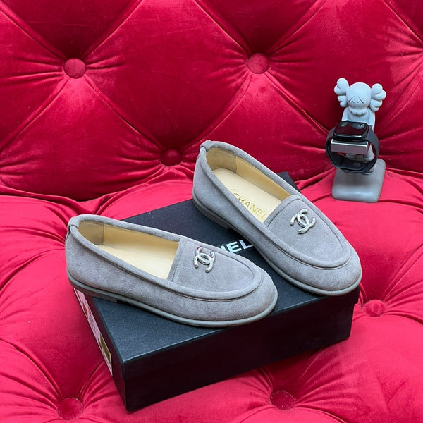 CC Moccasins Grey Suede And Lambskin