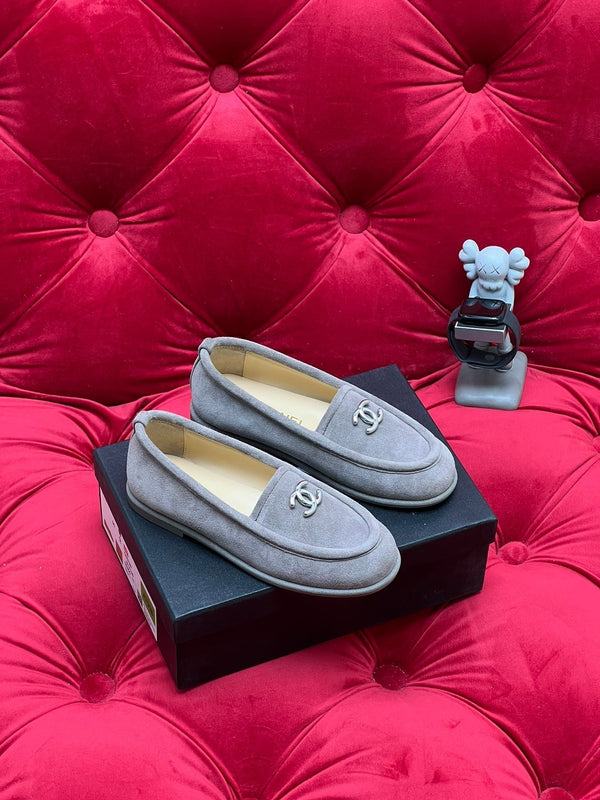CC Moccasins Grey Suede And Lambskin