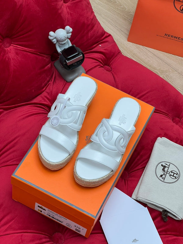 HM Lthea Espadrille White Calfskin And Jute Rope 969494