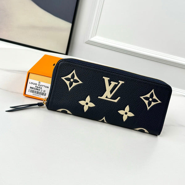 LV Clemence Wallet Black Beige Monogram Empreinte Leather 221542