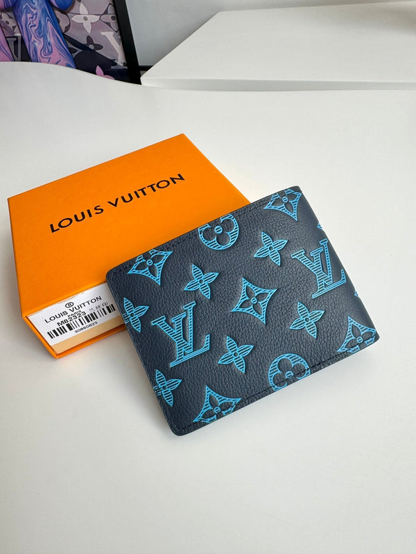 LV M82323 Multiple Wallet Navy Blue Monogram Cowhide Leather 221265