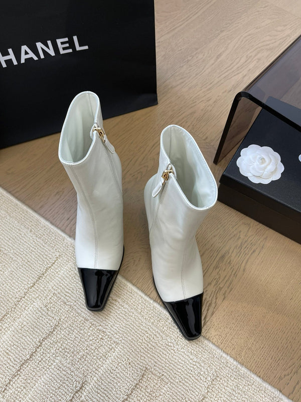 BONGADE BOOTS IN WHITE MIX BLACK CALFSKIN