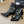 HIGH HEELS 8CM BOOTS IN BLACK CALFSKIN WITH PEARL CHAIN