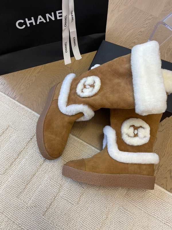 HIGH BOOTS IN CIDER BROWN SUEDE AND FLEECE LINING