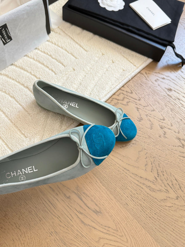 CC 25C Ballet Flat Two-tone Suede Calfskin