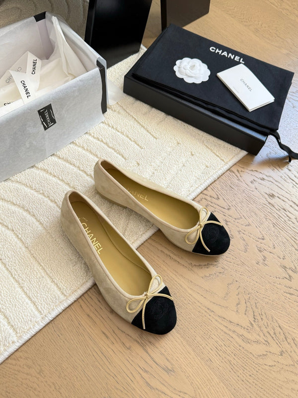 CC 25C Ballet Flat Two-tone Suede Calfskin