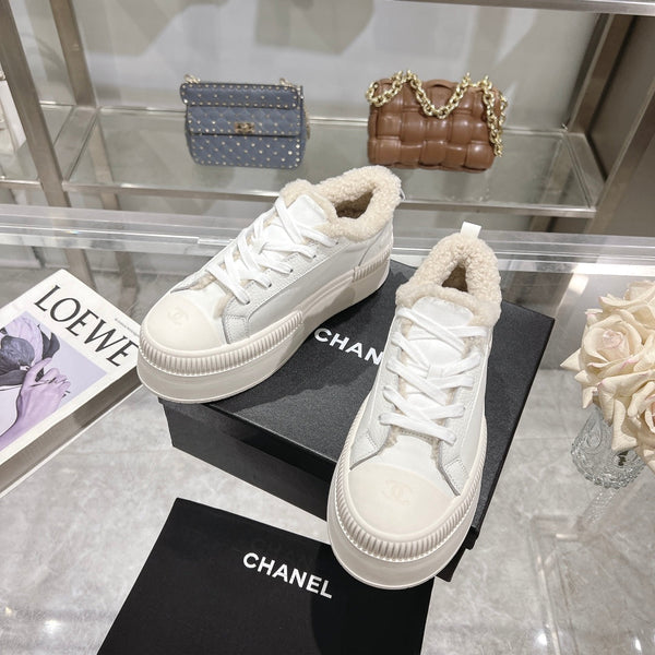 CC Sneaker White Cowhide White Wool Lining