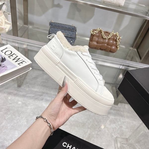 CC Sneaker White Cowhide White Wool Lining