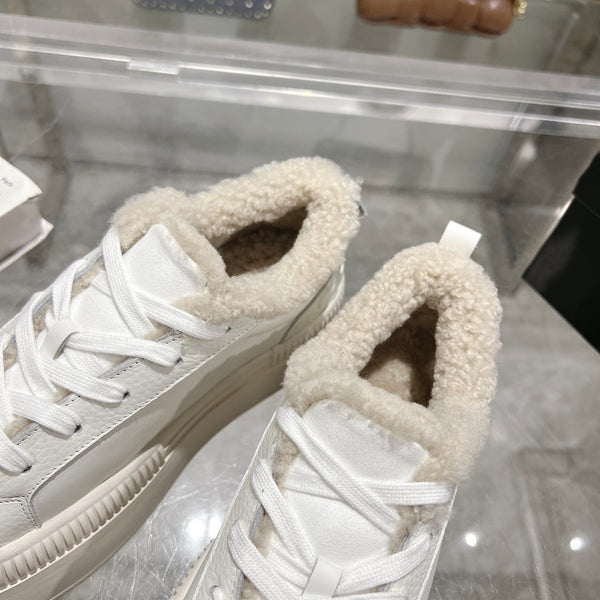 CC Sneaker White Cowhide White Wool Lining