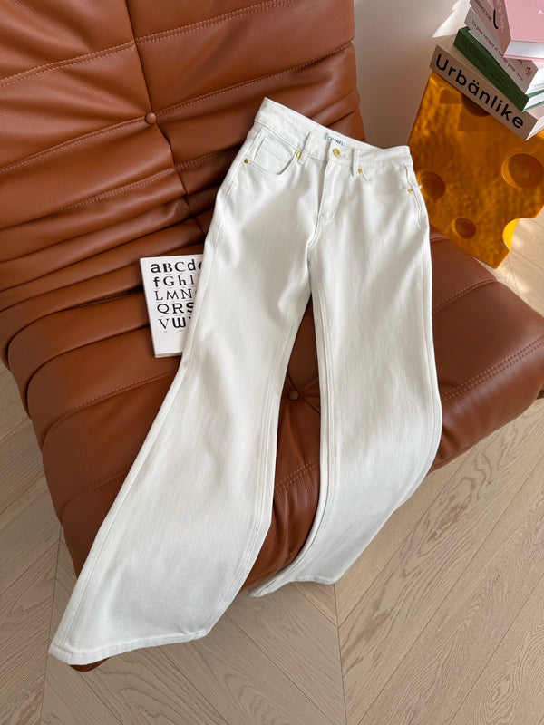 CC 25 Jeans svasati Tessuto elastico bianco