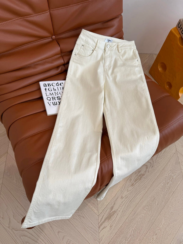 Celine 25 Arc de Triomphe Pattern Straight Jeans Cotton