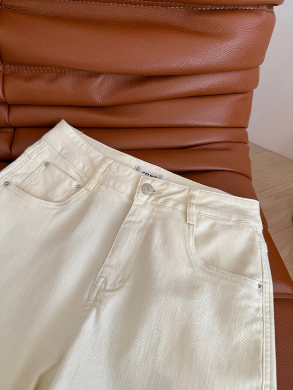 Celine 25 Arc de Triomphe Pattern Straight Jeans Cotton