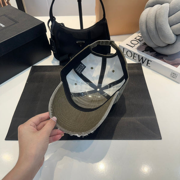 Celin Cap Green Gray Denim Fabric 210460