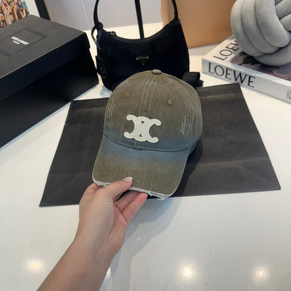 Celin Cap Green Gray Denim Fabric 210460